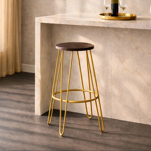 District Gold Finish Metal Frame Bar Stool