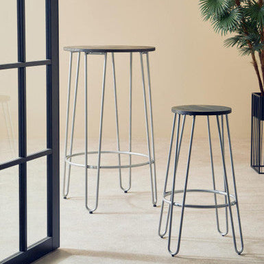 District Silver Finish Metal Frame Bar Stool