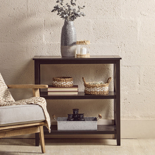 Heritage Two Shelf Black Bookcase