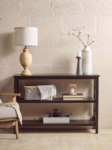 Heritage Three Shelf Large Black Bookcase