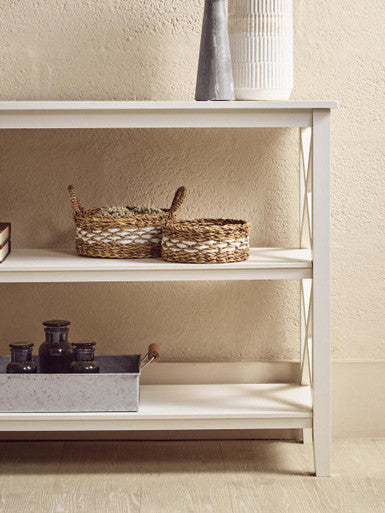 Heritage Three Shelf Large Ivory Bookcase