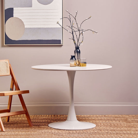 White Small Round Dining Table, Laila