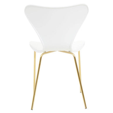 Laila White Seat Dining Chair With Gold Chrome Legs