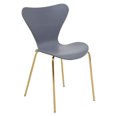 Laila Grey Seat Dining Chair With Gold Chrome Legs