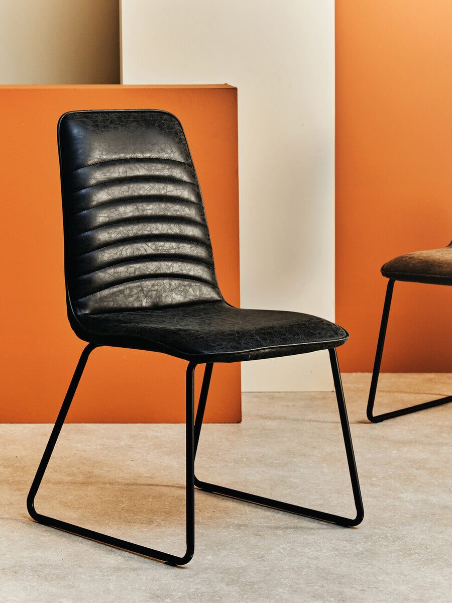 New Foundry Black Leather Effect Chair