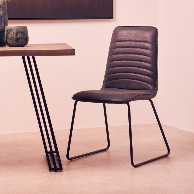 New Foundry Black Leather Effect Chair