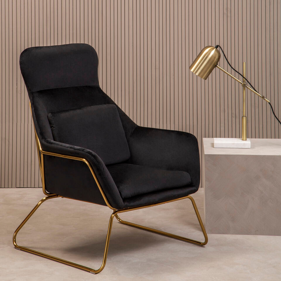 Stockholm Black Velvet Armchair