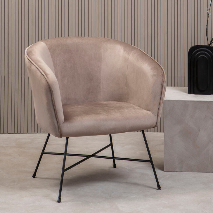 Mink Velvet Curved Accent Chair | Stockholm