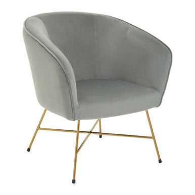 Stockholm Grey Velvet Accent Chair with Gold Finish Legs