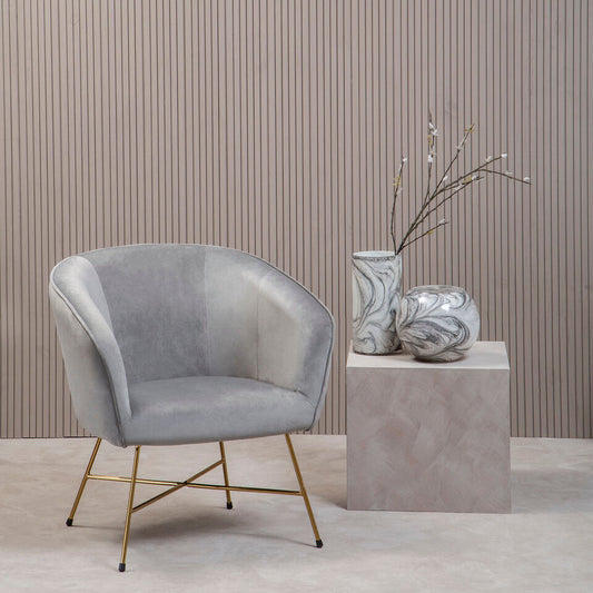 Stockholm Grey Velvet Curved Accent Chair