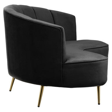 3 Seater Black Velvet Sofa, Hasna