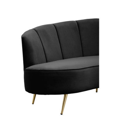 3 Seater Black Velvet Sofa, Hasna