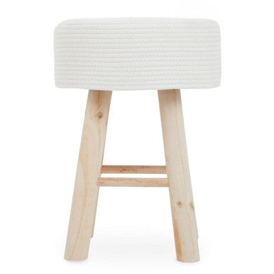 Lentigo White Cotton Rope Stool