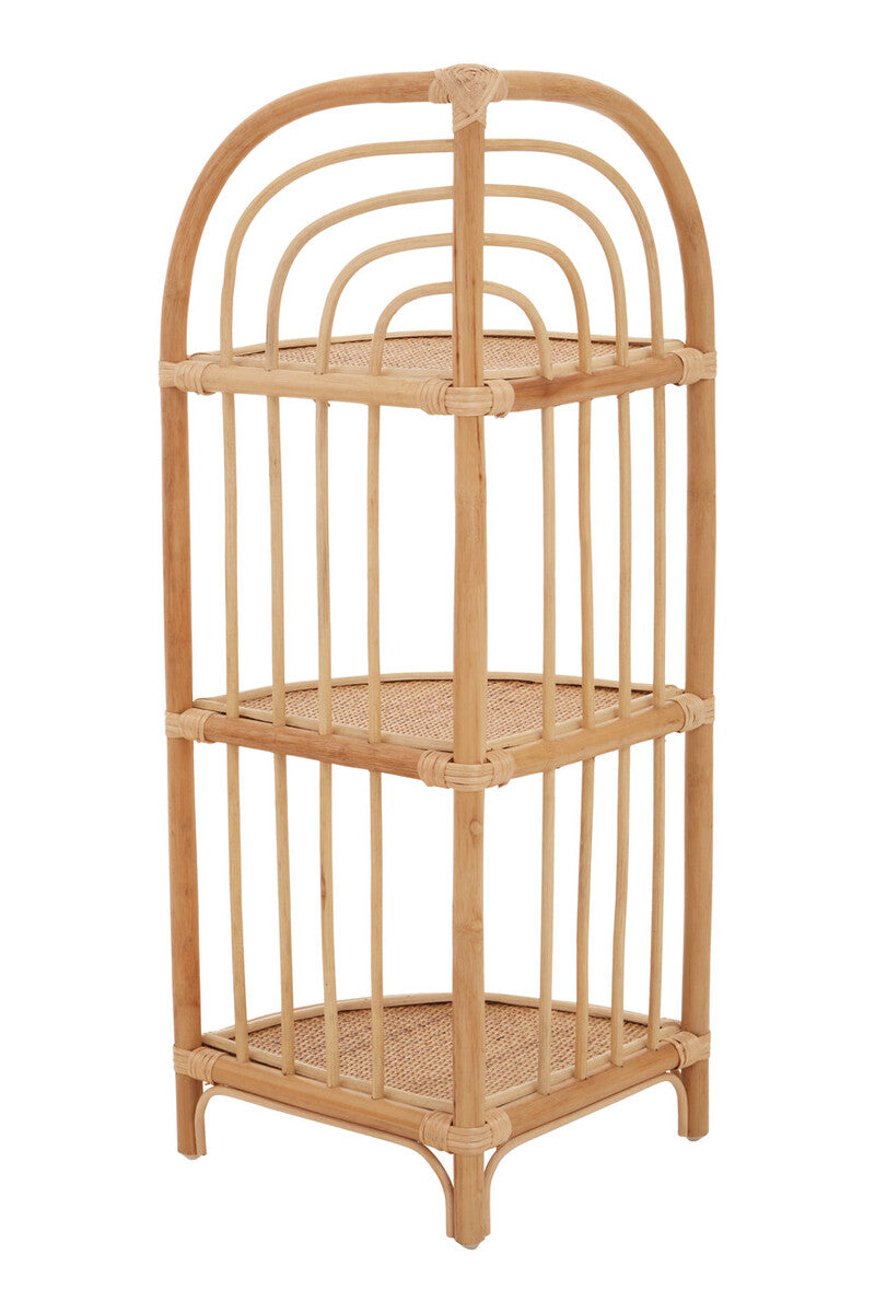 Three Tier Natural Rattan Corner Shelf Unit | Mataram