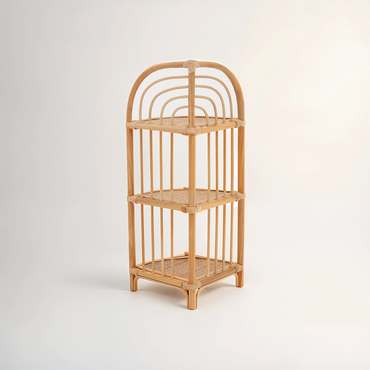 Three Tier Natural Rattan Corner Shelf Unit | Mataram