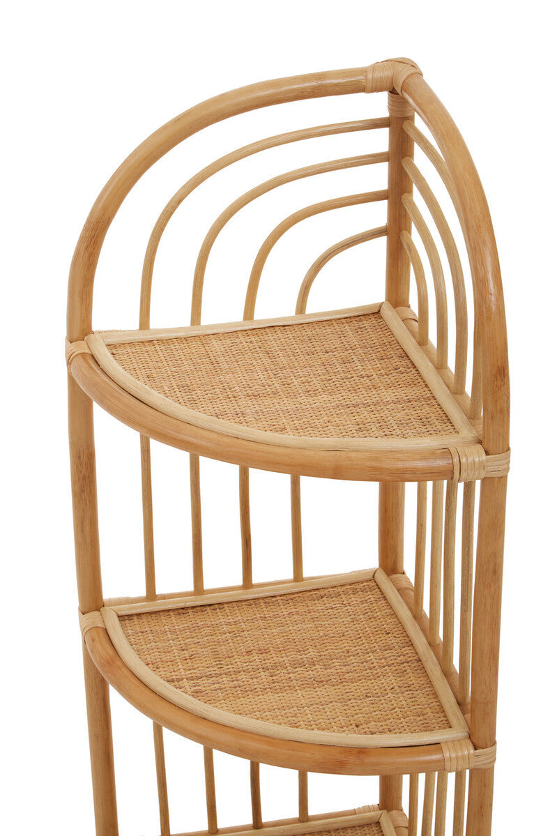 Three Tier Natural Rattan Corner Shelf Unit | Mataram