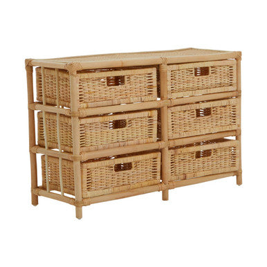Mataram Natural Rattan Six Drawer Chest