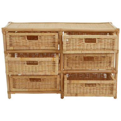 Mataram Natural Rattan Six Drawer Chest