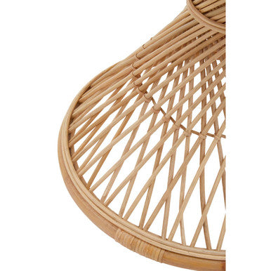 Natural Rattan Side Table with Twisted Base and Tight Weave Top, Mataram