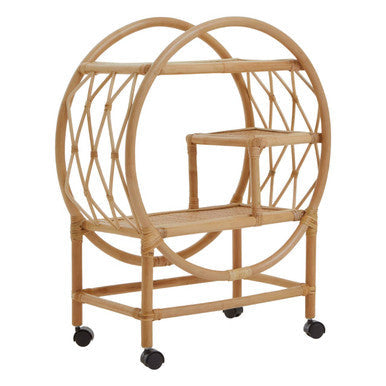 Three Tier Rattan Bar Trolley in Natural Finish | Mataram