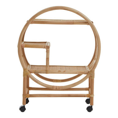 Three Tier Rattan Bar Trolley in Natural Finish | Mataram