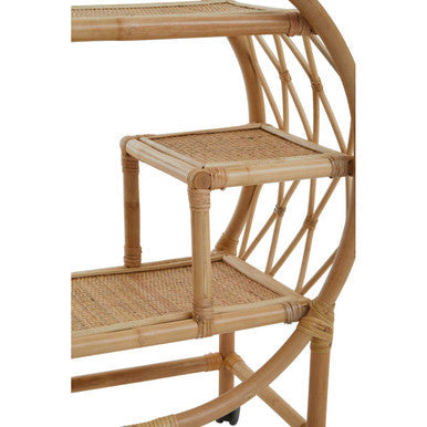 Three Tier Rattan Bar Trolley in Natural Finish | Mataram