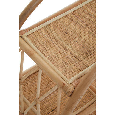 Three Tier Rattan Bar Trolley in Natural Finish | Mataram