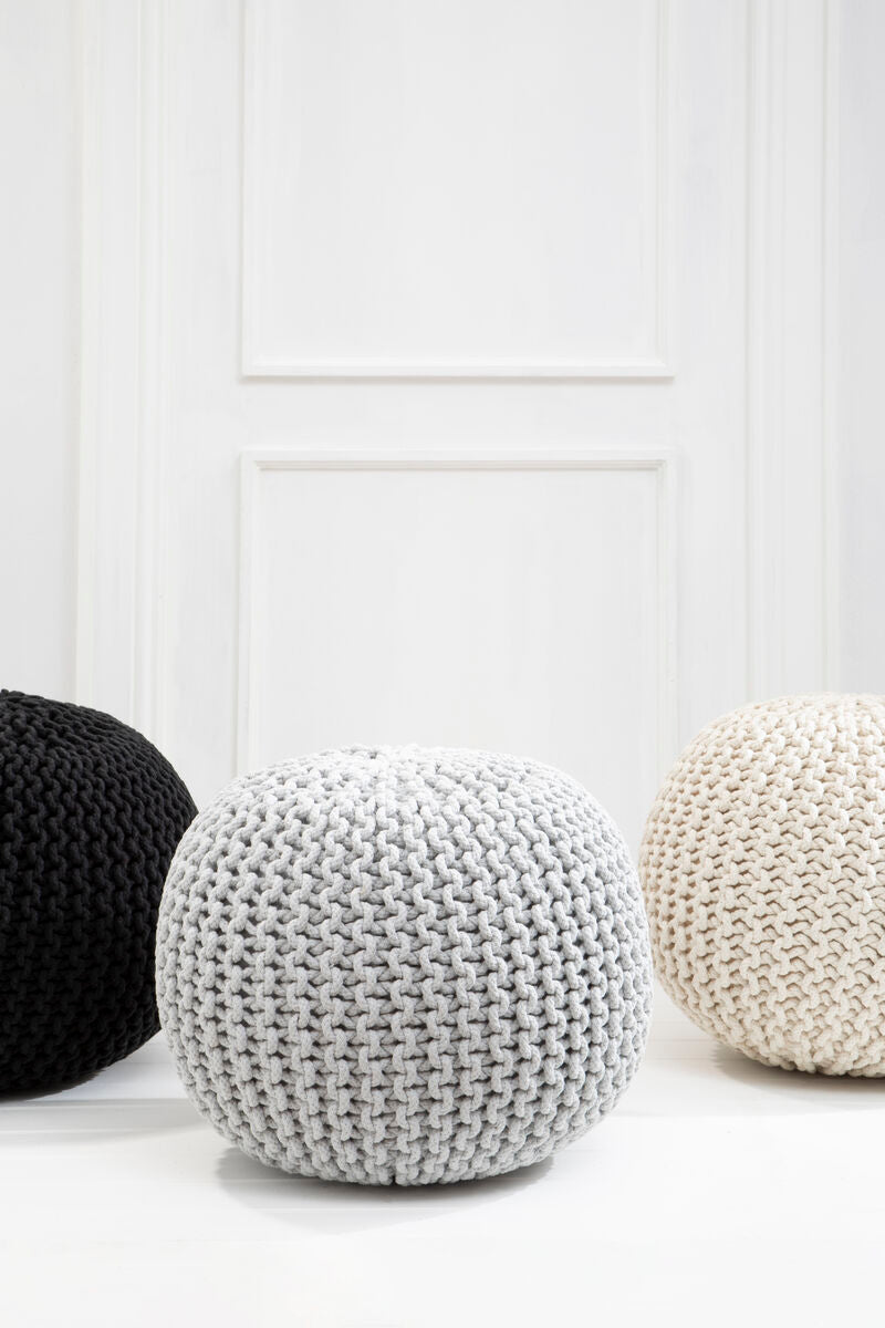 Knit Cream Pouffe | Kids