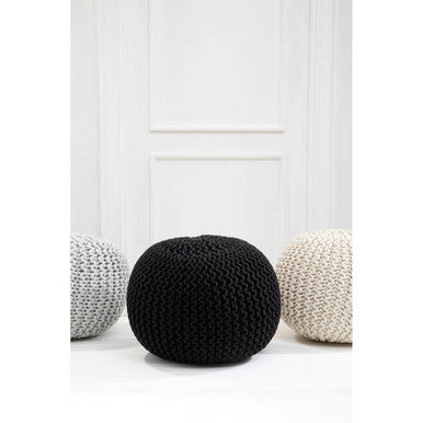 Kids Knit Black Pouffe
