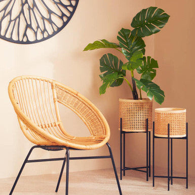 Large Rattan Planter with Metal Stand | Depok