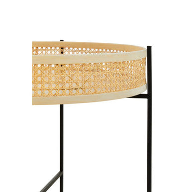 Natural Rattan Coffee Table with Black Cross Metal Base | Depok