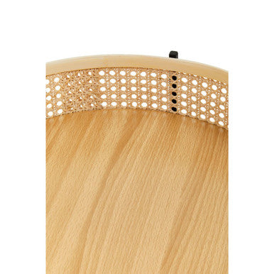 Natural Rattan Round Top Side Table with Black Metal Cross Base Legs | Depok