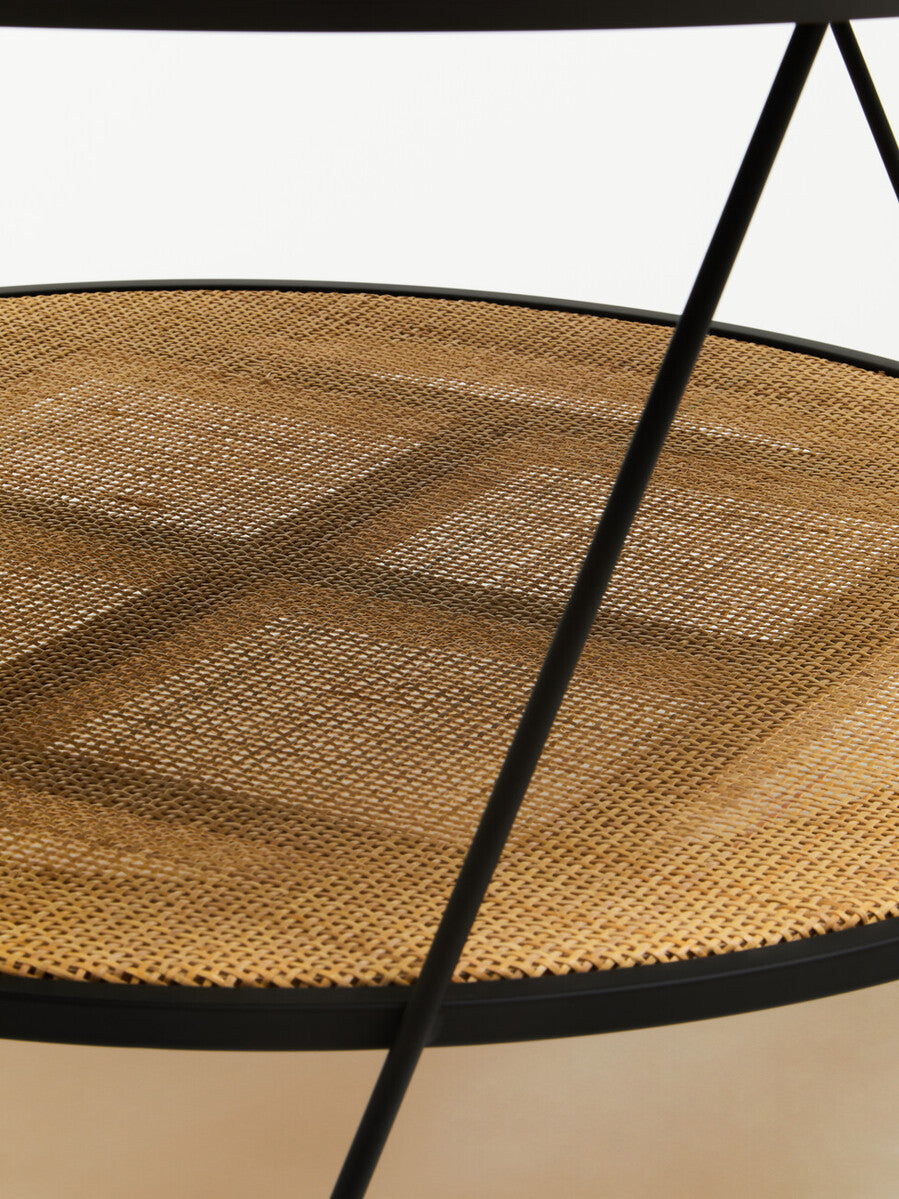 Black Wood Top Coffee Table with Metal Hairpin Legs, Depok