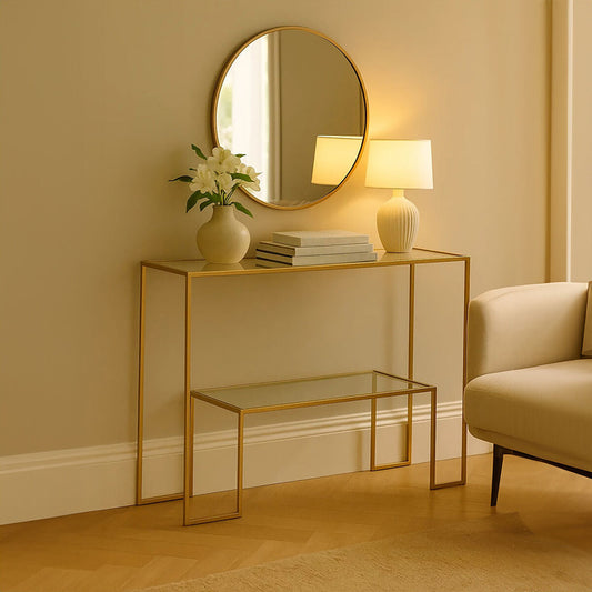 Avento Gold Finish Console Table
