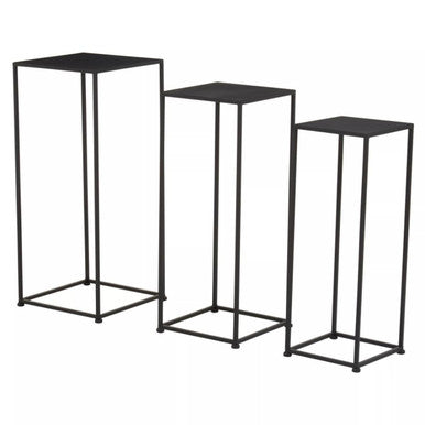 Avento Set Of Three Square Black Plant Stands
