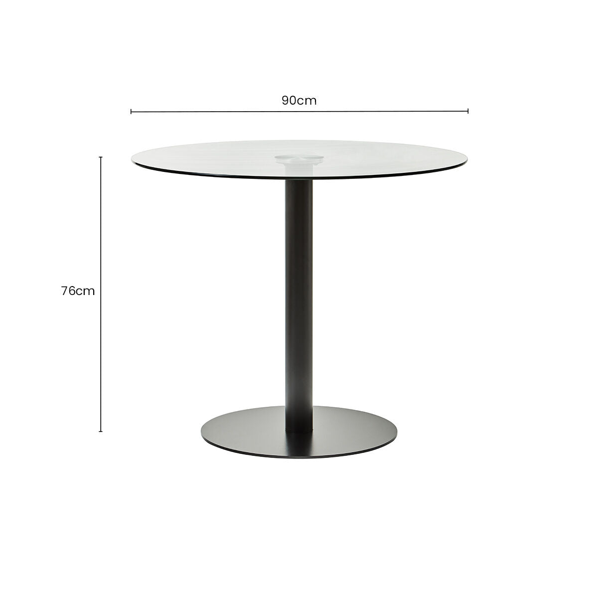 Matt Black Steel and Glass Top Round Dining Table | Metropolitan