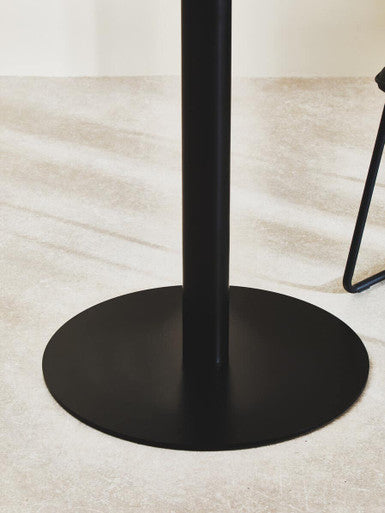 Matt Black Steel and Glass Top Round Dining Table | Metropolitan