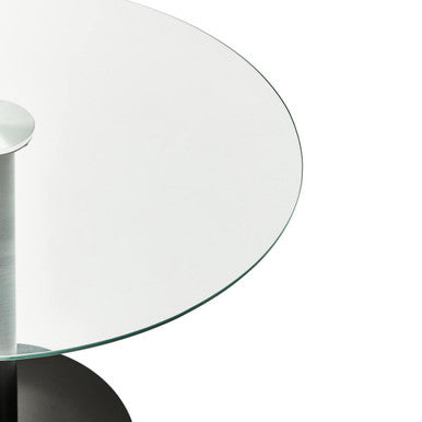 Matt Black Steel and Glass Top Round Dining Table | Metropolitan
