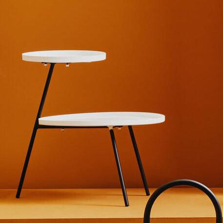White Iron Tray Top and Black Iron Legs 2 Tie Side Table, Trosa
