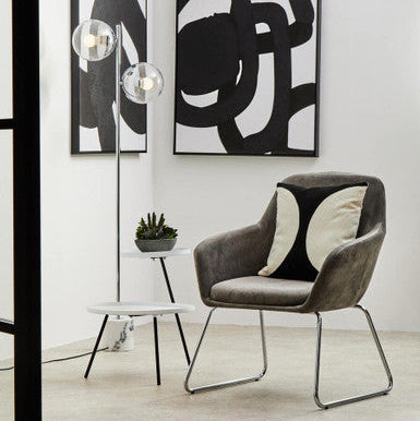 White Iron Tray Top and Black Iron Legs 2 Tie Side Table, Trosa