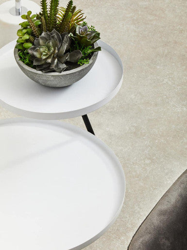 White Iron Tray Top and Black Iron Legs 2 Tie Side Table, Trosa
