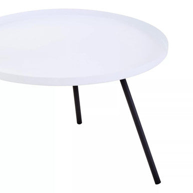 White Iron Tray Top and Black Iron Legs 2 Tie Side Table, Trosa