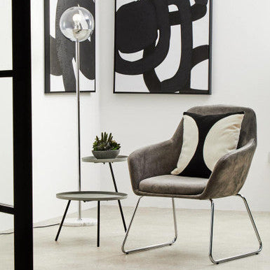 Grey Iron Tray Top and Black Iron Legs 2 Shelf Side Table | Trosa