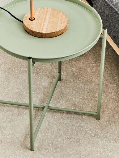 Green Iron Round Side Table with Slender Metal Legs | Trosa
