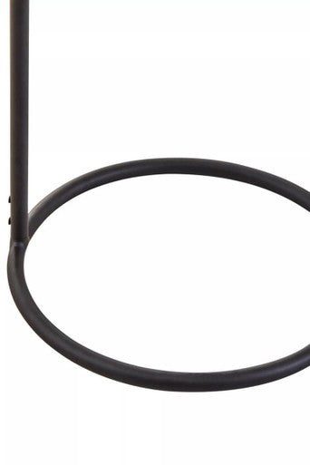 Grey Round Top Side Table with Black Finish Iron Hanging Frame, Trosa