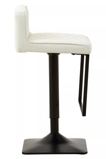 Baina White Leather Effect And Black Base Bar Chair