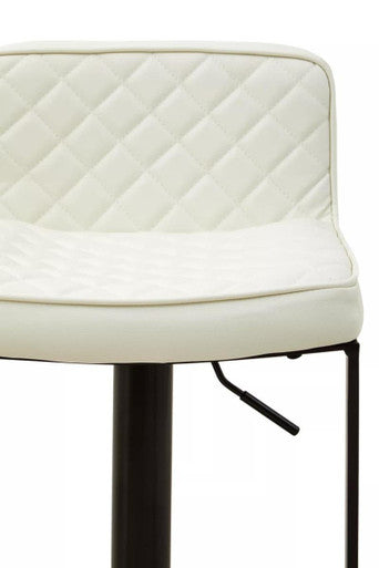 Baina White Leather Effect And Black Base Bar Chair