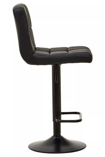 Baina Black Leather Effect Quilted Bar Stool