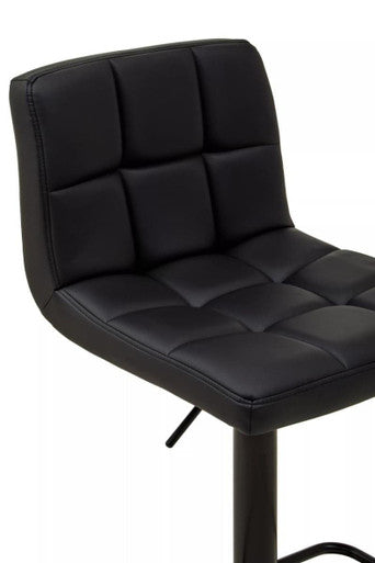 Baina Black Leather Effect Quilted Bar Stool