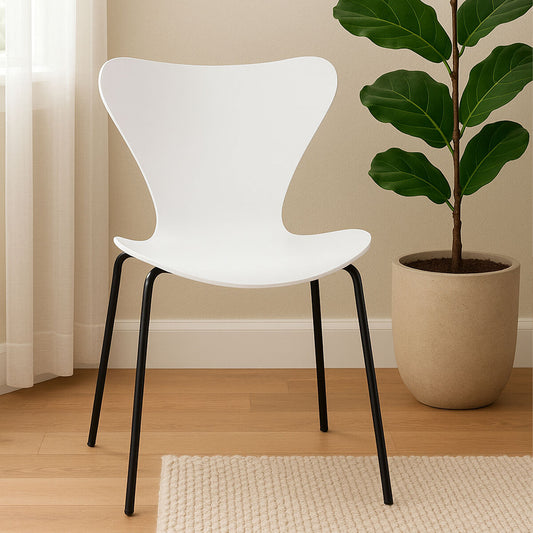 White Seat and Black Legs Dining Chair | Laila